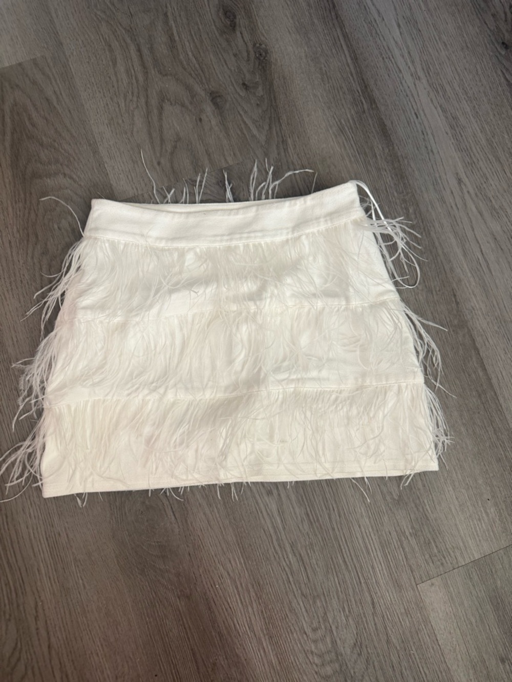 White Mini Skirt with Fringe